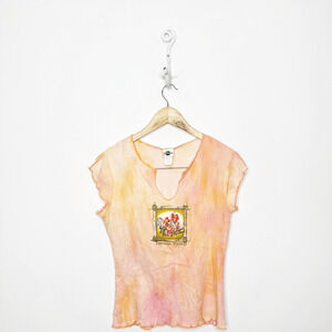 vtg y2k 00s 90s UNIVERSAL STUDIOS lettuce hem tie dye logo t shirt orange size M